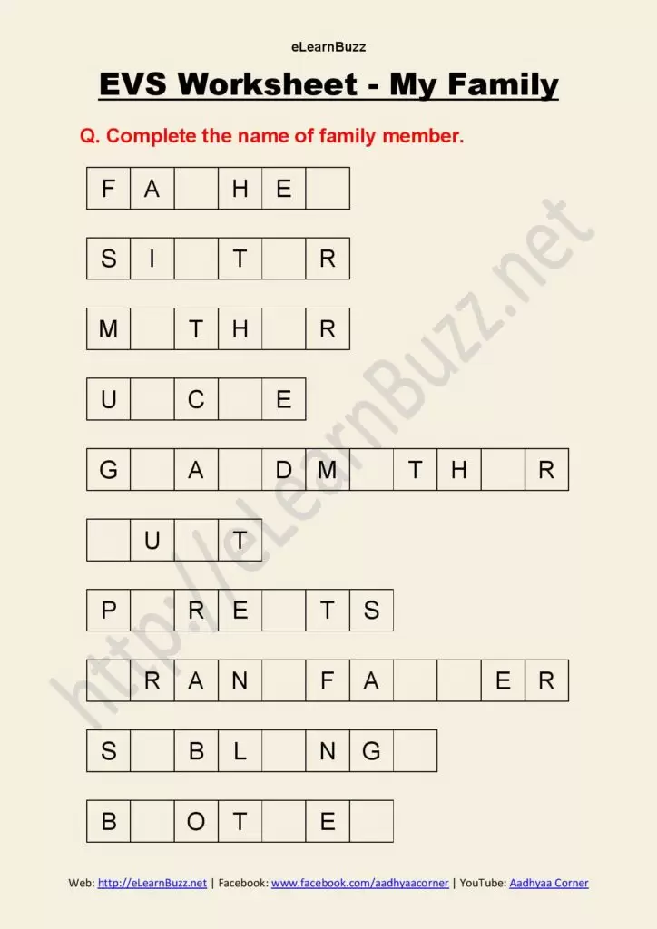 My Family Worksheet - 1