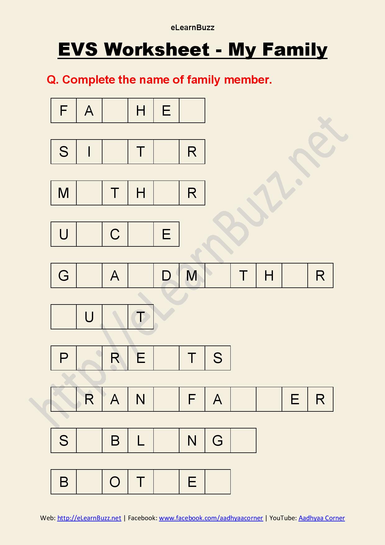 Evs Worksheet For Class Ukg 