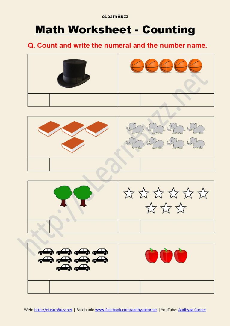 counting worksheet for class 1 and ukg math elearnbuzz