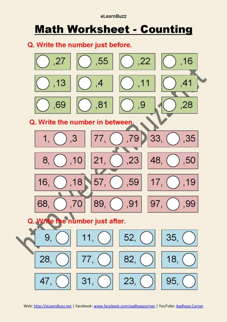 Worksheet on Before After and Between