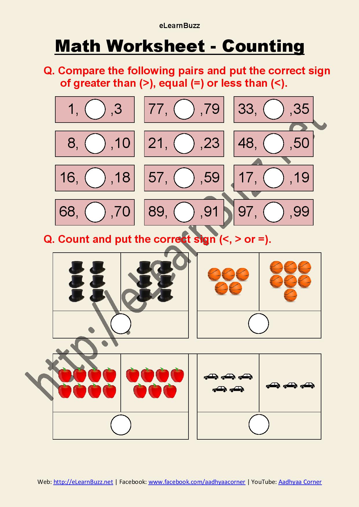 counting worksheet for class 1 and ukg math elearnbuzz