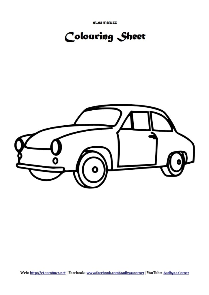 Colouring Sheet for Nursery Kids - Car