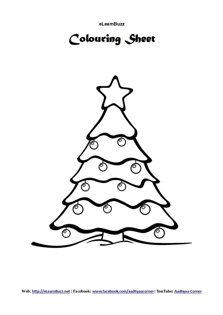 Colouring Sheet for Nursery Kids - Christmas Tree