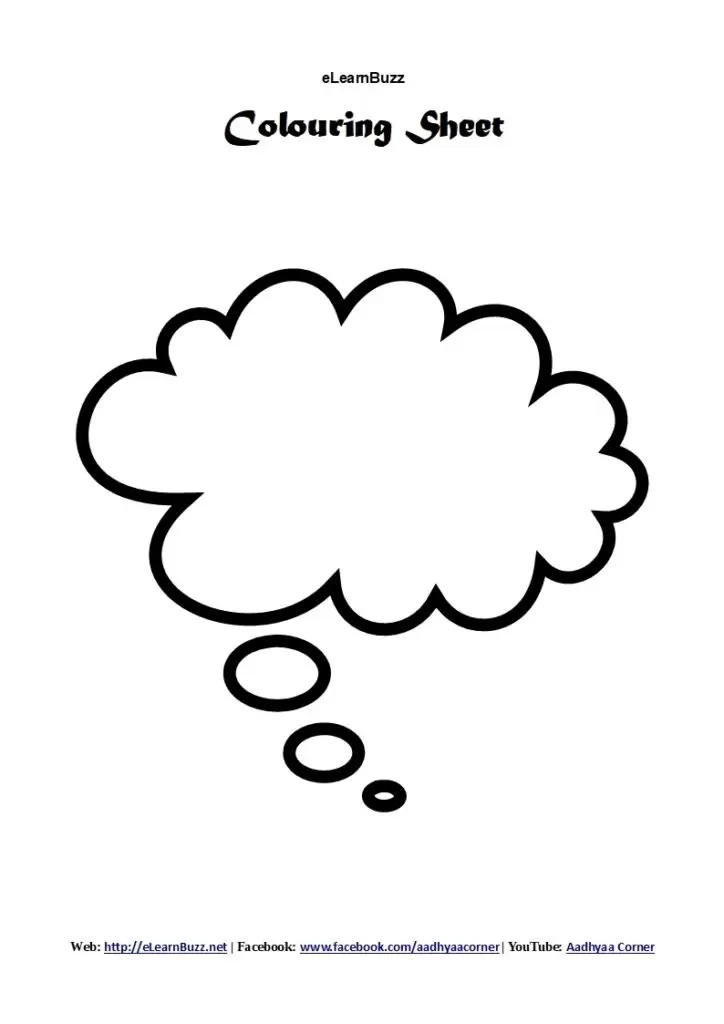 Colouring Sheet Cloud for Preschoolers