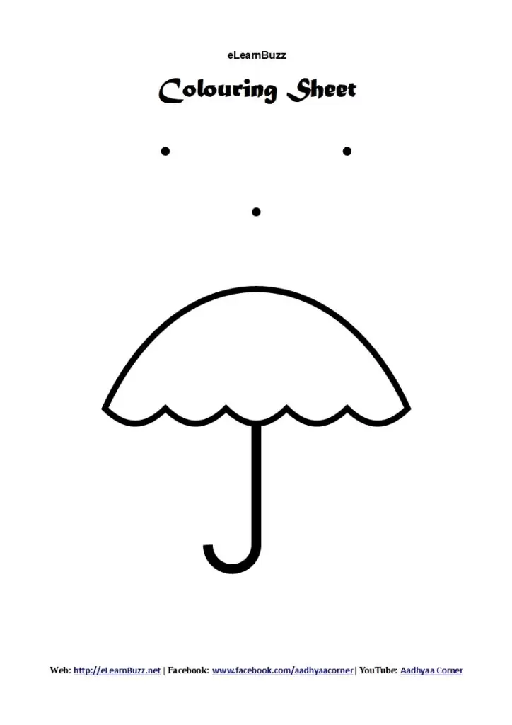 Coloring Sheet Umbrella for Preschoolers