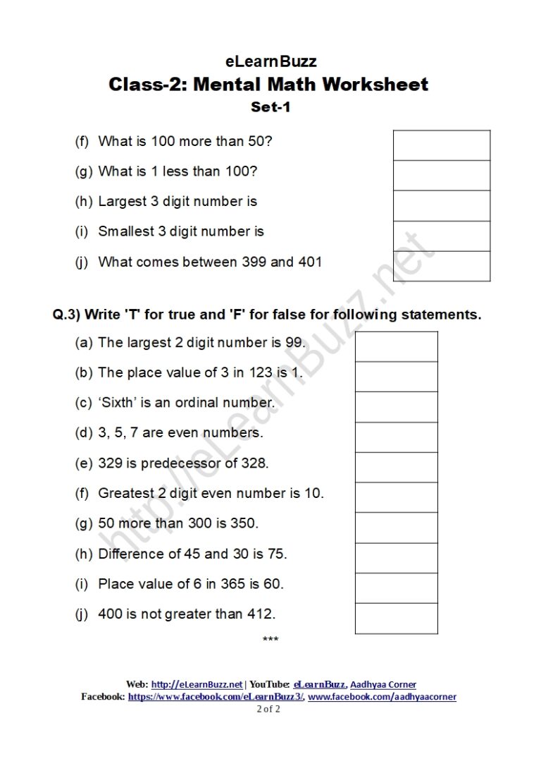 Grade 2 Icse Maths Worksheets