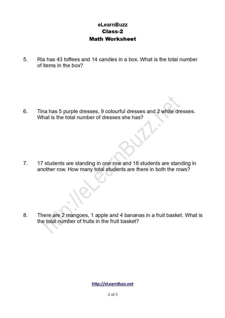 story sums on addition