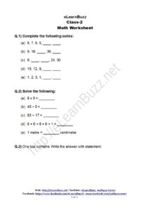 Math Worksheet for Grade 2 Kids (Set-4) - eLearnBuzz