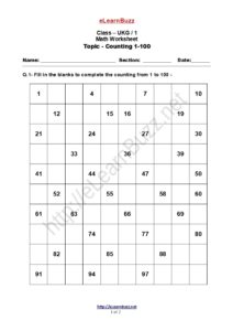 Counting Worksheet for UKG Kids (Set-1) - eLearnBuzz