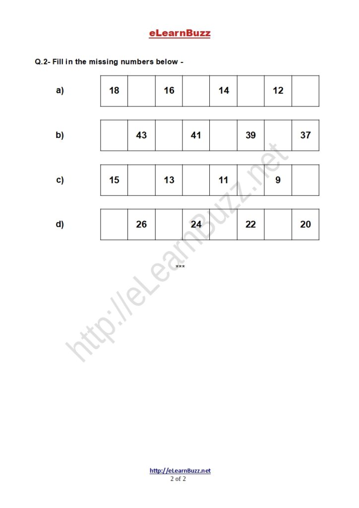 Backward Counting Exercise for UKG Kids