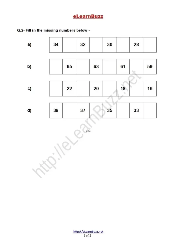 Backward Counting Worksheet for UKG Kids