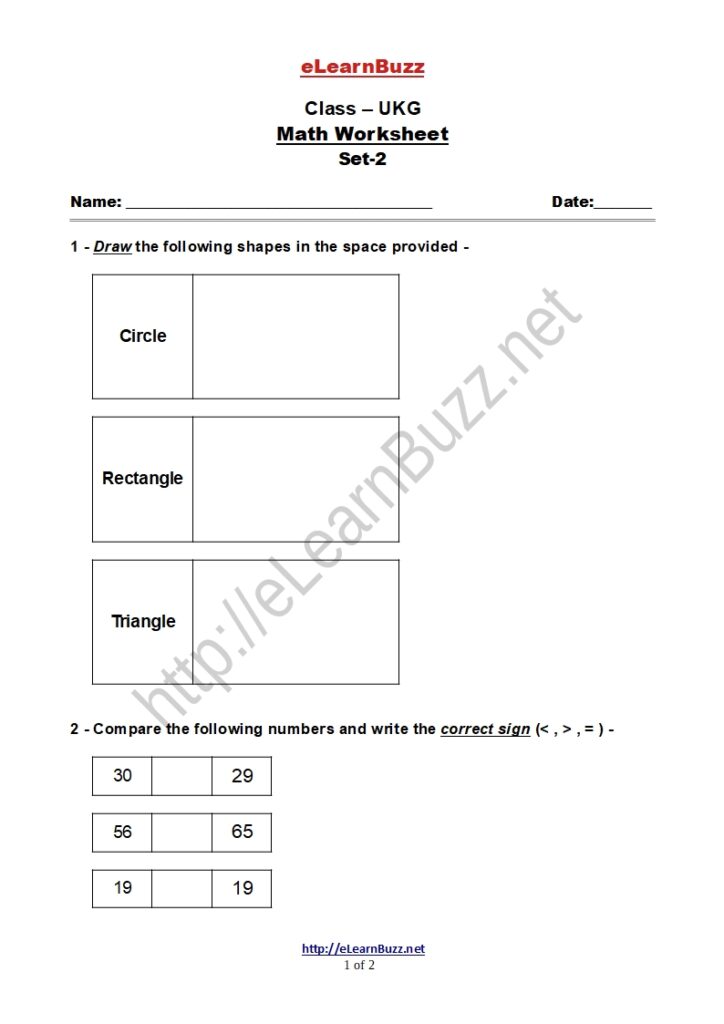 Math Exercise for UKG Kids (Set-2)