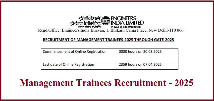 Management Trainee Recruitment 2025 in Engineers India Limited