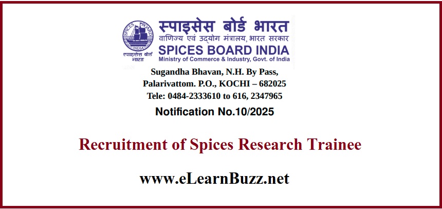 Recruitment of Spices Research Trainee at Indian Cardamom Research Institute